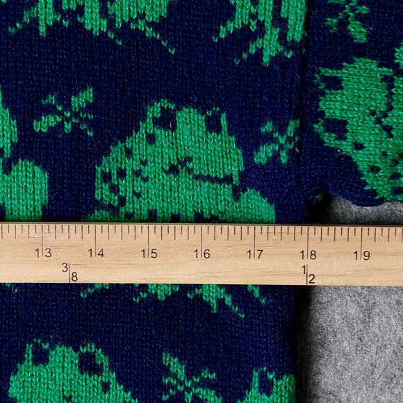 Knit Pics 100% Wool Frog Sweater Pullover Size S Blue Green Long Sleeve Animal - Picture 6 of 7